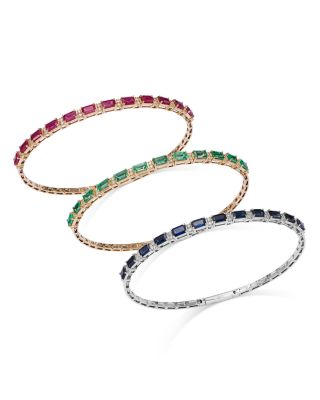 Bloomingdale's Fine Collection - Precious Stone & Diamond Bangle Bracelet Collection in 14K Gold