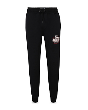 Hugo Boss Boss X Nfl Cotton-blend Tracksuit Bottoms With Collaborative Branding In Charcoal