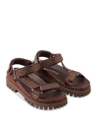 ◆CLLIB◆Dandelion Glitter Tweed Platform Sandals US4453 Sandro Women's Aneis Chunky Rhinestone Leather & Satin