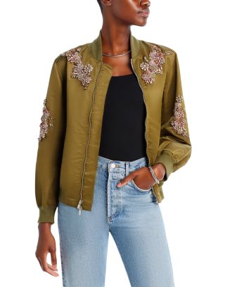 Cinq à Sept Diamond Daisies Embellished Bomber Jacket | Bloomingdale's