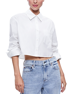 ALICE AND OLIVIA ALICE AND OLIVIA FINELY CROPPED OVERSIZED BUTTON DOWN SHIRT