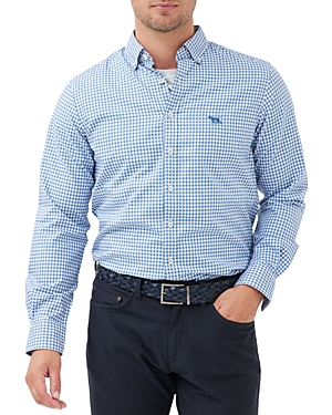 Shop Rodd & Gunn Gunn Check Oxford Long Sleeve Slim Fit Shirt In Sea Blue