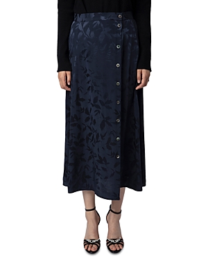 Zadig & Voltaire June Jac Ikat Silk Skirt In Encre