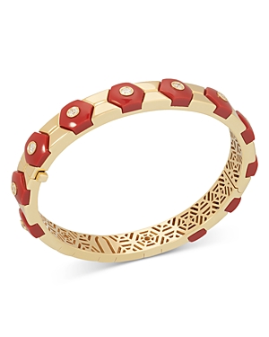 Miseno Jewelry 18k Yellow Gold Baia Coral & Diamond Bangle Bracelet