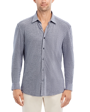 Hugo Boss S-liam-kent Cotton Regular Fit Button Down Shirt In Dark Blue