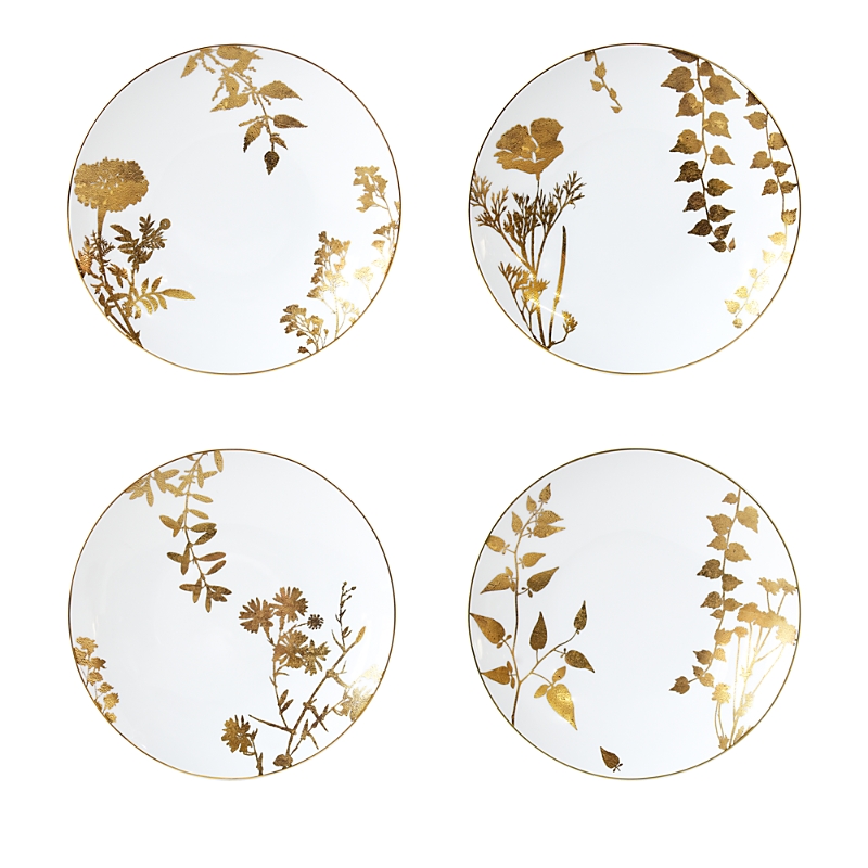 BERNARDAUD VEGETAL OR ASSORTED SALAD PLATES, SET OF 4