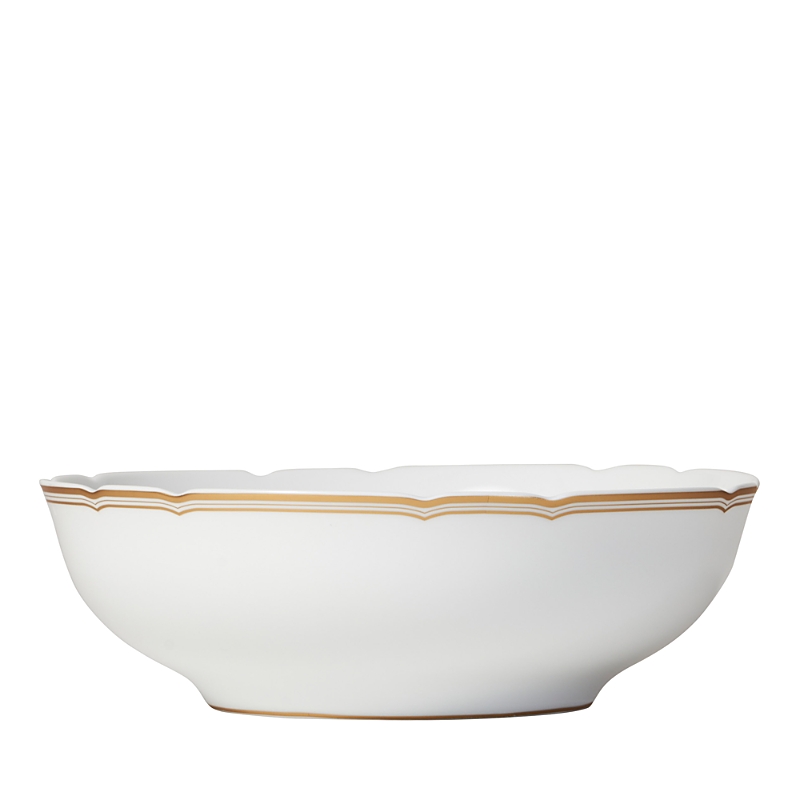 Bernardaud Pompadour Salad Bowl In White/gold