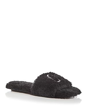 Marc Jacobs The J Marc Faux Teddy Sandals In Black