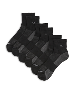 Calvin Klein Color Block Ankle Socks, Pack Of 3 In Black