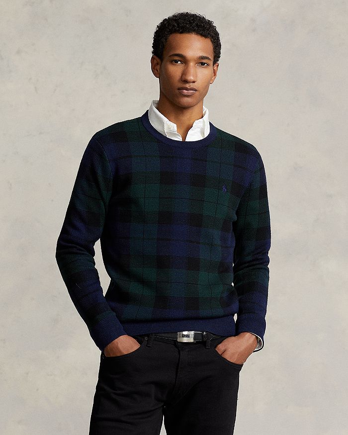 Polo Ralph Lauren Regular Fit Plaid Washable Wool Sweater | Bloomingdale's