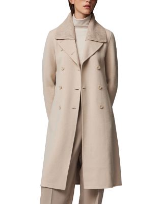 Double Breasted Ribbed Collar Coat