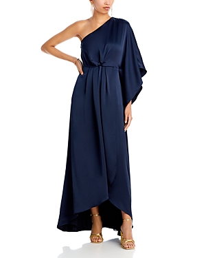 Shop Ramy Brook Simone One Shoulder Gown In Navy