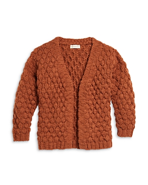 Rylee + Cru Girls' Bubble Knit Cardigan Sweater - Little Kid In Rust/copper