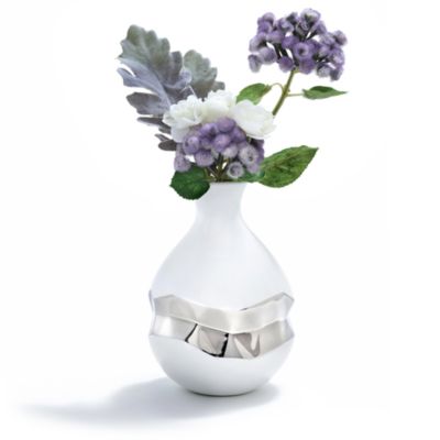 Oro Bud Vase White and Silver