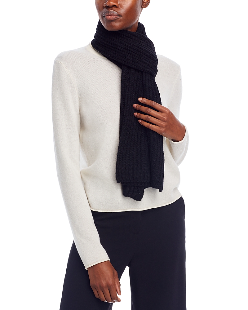 C By Bloomingdale's Cashmere Rib Knit Scarf - Exclusive In Black