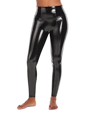 Spanx Faux Leather Skater Flouncy Skirt Very Black Medium $98