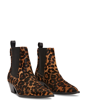 Shop Allsaints Women's Fox Pointed Toe Ankle Boots In Animal Brown