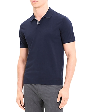 Theory Goris Stretch Knit Polo Shirt In Baltic/ Gray Heather