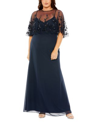 Embellished Cape Sleeveless  Gown
