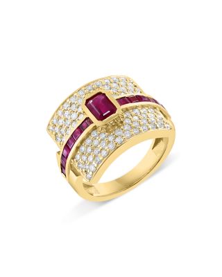Bloomingdale's Fine Collection Ruby & Diamond Statement Ring in 14K Yellow Gold