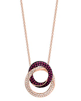 Bloomingdale's - Ruby & Diamond Interlocking Circle Pendant Necklace in 14K Rose Gold, 18"