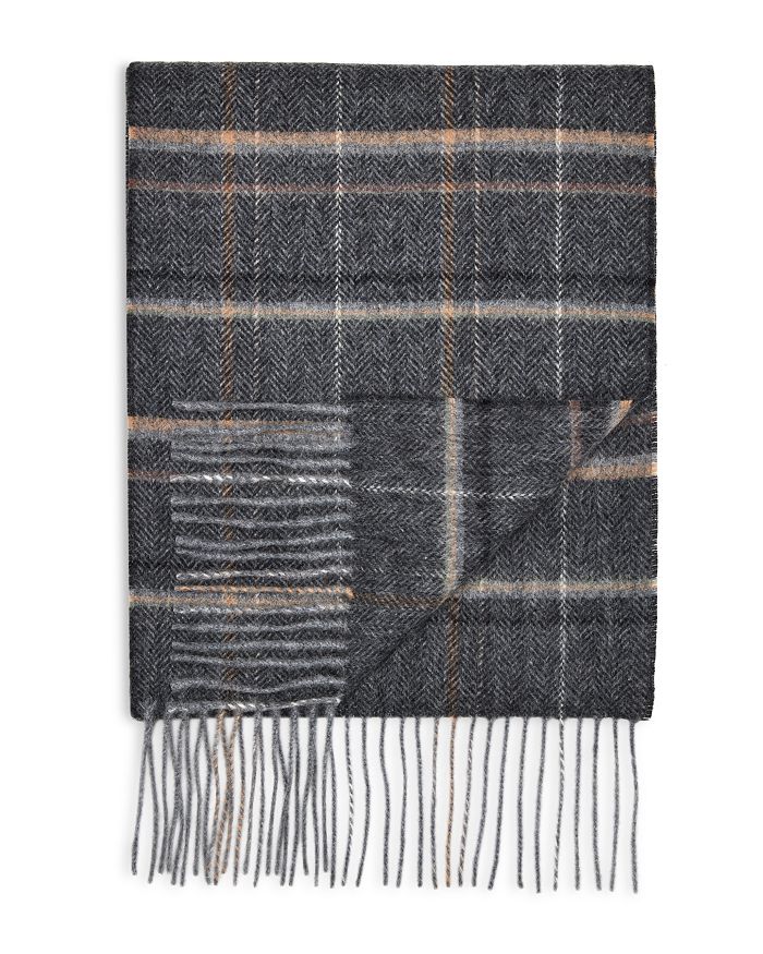 The Men's Store at Bloomingdale's Cashmere Herringbone Plaid Scarf