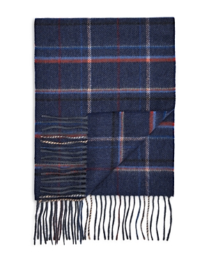 The Men's Store At Bloomingdale's Cashmere Herringbone Plaid Scarf - 100% Exclusive In True Navy