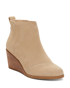Shop Toms Women's Clare Notch Zip Wedge Boots In Oatmeal