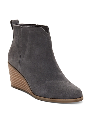 Shop Toms Women's Clare Notch Zip Wedge Boots In Forged Iron