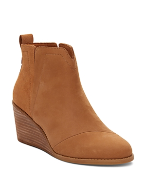 Shop Toms Women's Clare Notch Zip Wedge Boots In Tan