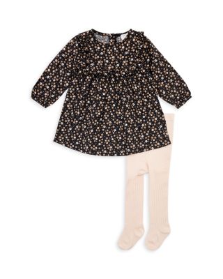 FIRSTS by petit lem - Girls' Flannel Dress & Ribbed Knit Tights Set - Baby