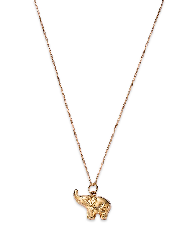 Bloomingdale's Fine Collection Baby Elephant Pendant Necklace in 14K Yellow Gold, 18