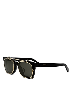 Celine Clip On Square Sunglasses, 50mm In Black/gray Solid