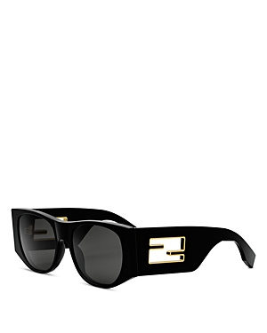 Fendi Baguette Oval Sunglasses, 54mm In Black
