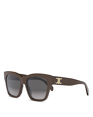Shop Celine Triomphe Geometric Sunglasses, 55mm In Brown/gray Gradient