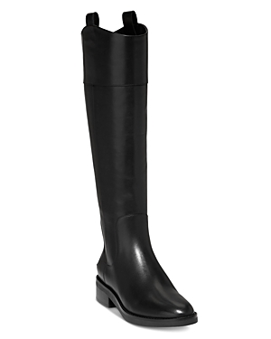 Shop Cole Haan Women's Hampshire Almond Toe Riding Boots In Black Leather