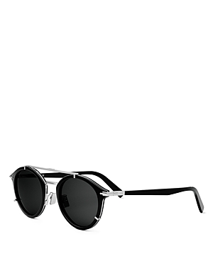 Shop Dior Blacksuit R7u Round Sunglasses, 50mm In Black/gray Solid