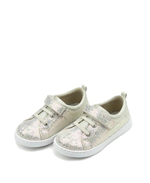 Shop L'amour Shoes Girls' Natalie Metallic Playground Sneaker - Toddler, Little Kid In Silver