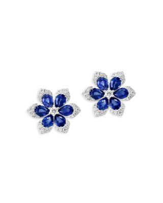 Bloomingdale's Fine Collection - Blue Sapphire & Diamond Flower Stud Earrings in 14K White Gold