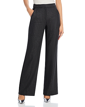 Shop Veronica Beard Tonelli Pinstriped Pants In Charcoal Multi