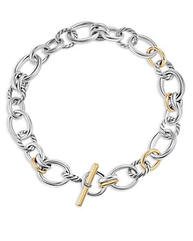 David Yurman - DY Mercer Necklace in Sterling Silver with 18K Yellow Gold and Pavé Diamonds, 19"
