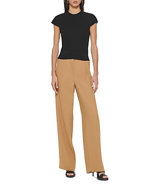 Dkny Mix Media Wide Leg Pants In Pecan