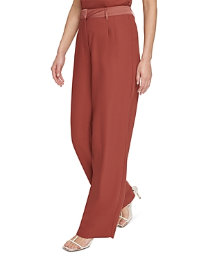 Dkny Mix Media Wide Leg Pants In Brick Lane