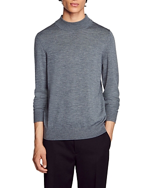 Sandro Industrial Pullover Aus Merinowolle In Mocked Grey