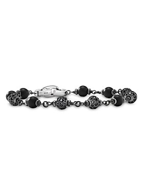 David Yurman - Men's Spiritual Beads Onyx & Black Diamond Pavé Rosary Style Bracelet in Sterling Silver