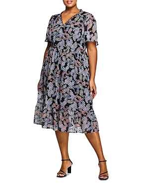 Estelle Plus Maya Paisley Midi Dress In Print