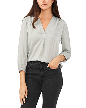 Vince Camuto V Neck Blouse In Liberty Grey
