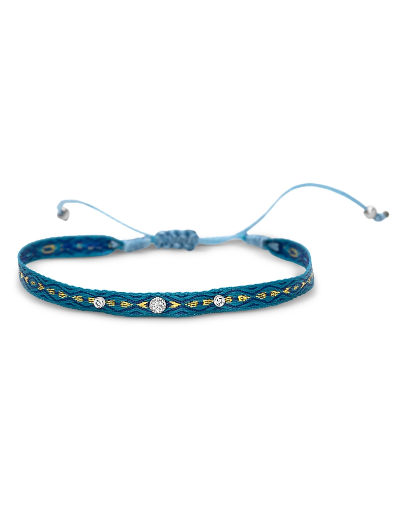 Meira T 14k White Gold Diamond Disc Cord Bracelet In Blue/white
