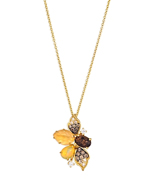 Bloomingdale's Multi Stone & Multi Color Diamond Cluster Pendant Necklace In 14k Yellow Gold, 20 In Brown/gold