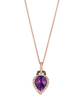 Bloomingdale's - Amethyst, Brown & Champagne Diamond Pendant Necklace in 14K Rose Gold, 20"